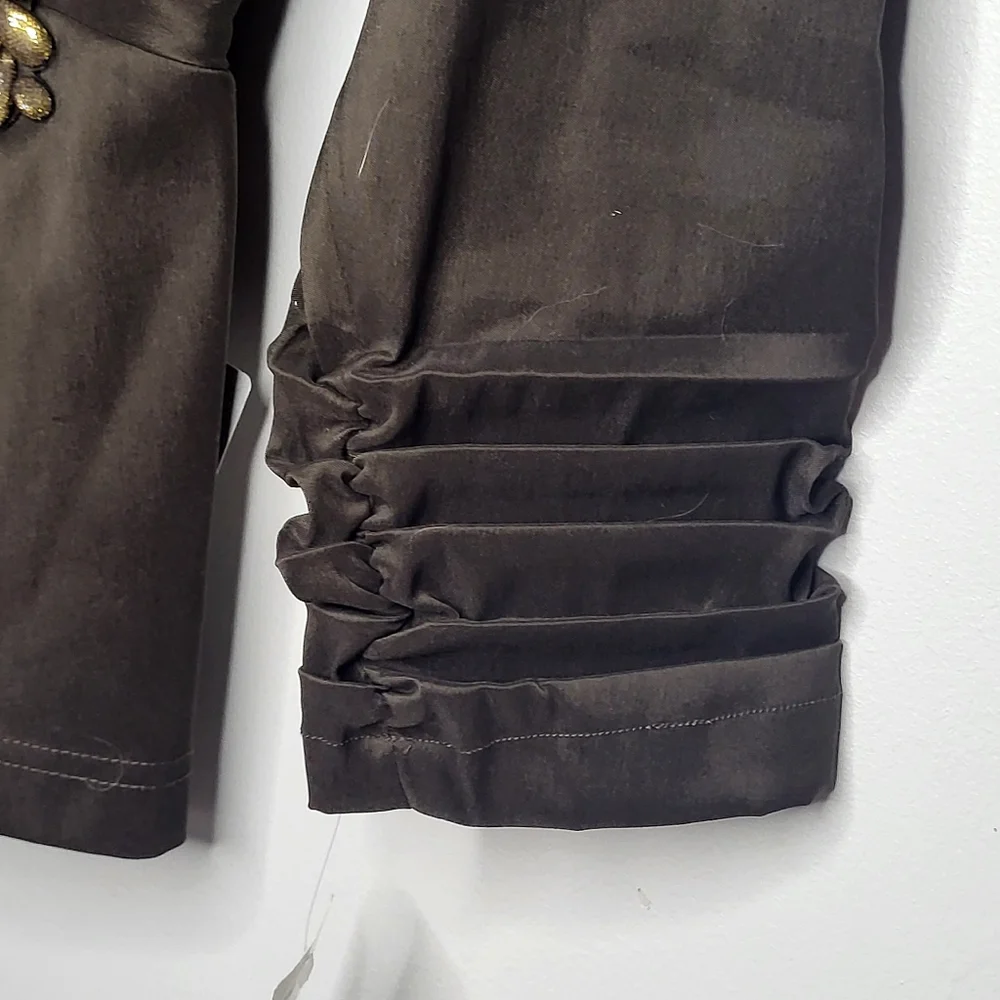 Tadashi Shoji Mother Of The Bride Taffeta Top ONLY Size 4 Espresso Brown Jewel - Picture 9 of 16